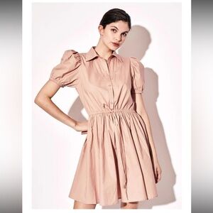 Deluc Gasus women’s mini dress XS Pink Romantic Puff Sleeves Preppy Babydoll